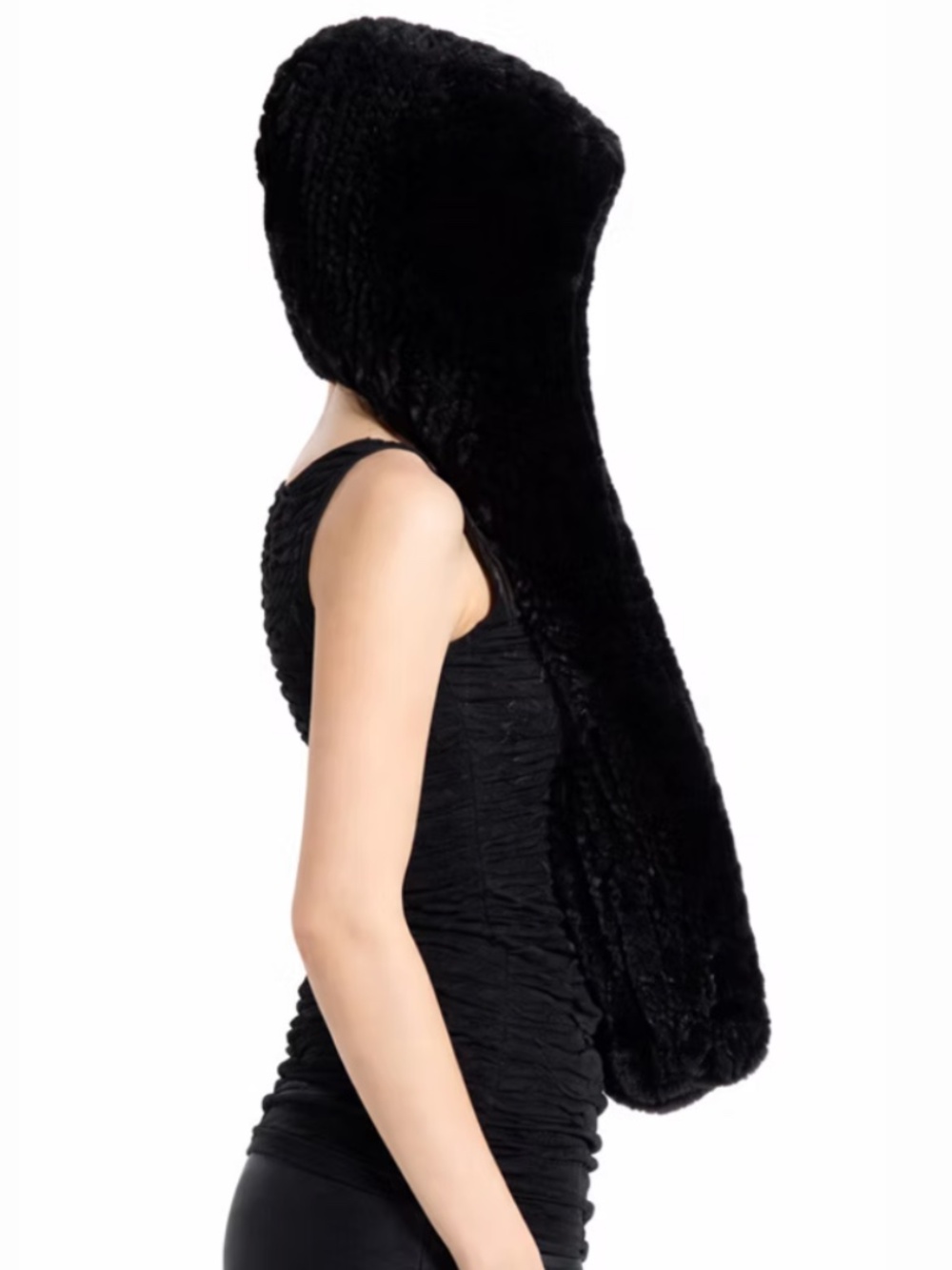 Rex Rabbit Fur Scarf With Hood - Picture 3 of 8